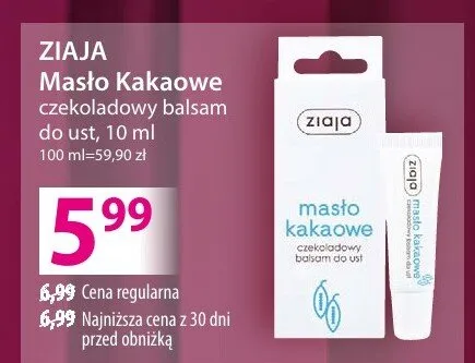 Balsam do ust Ziaja Masło Kakaowe czekoladowy promocja w Hebe
