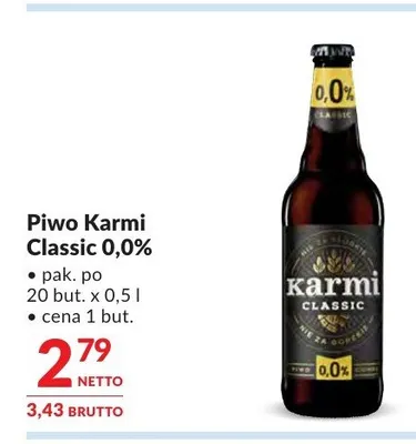 Piwo bezalkoholowe Karmi Classic promocja w Makro