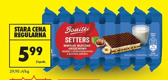 Wafelek mleczno-orzechowy Bonitki Setters promocja w Biedronka