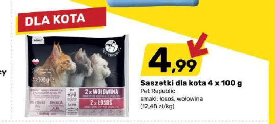Saszetki dla kota Pet Republic wołowina 4-pak promocja w Bricomarche