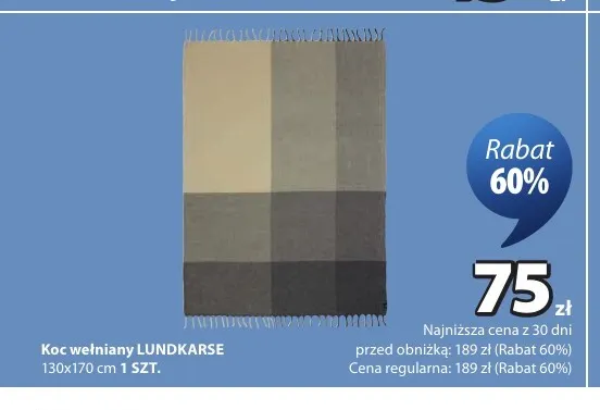 Koc wełniany Lundkarse 130x170 cm promocja w Jysk