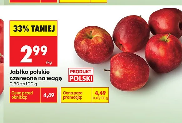 Jabłko polskie czerwone na wagę promocja w Biedronka