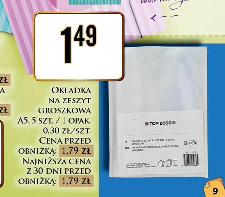 Okładka na zeszyt groszkowa Top 2000 A5 5-pak promocja w Dino
