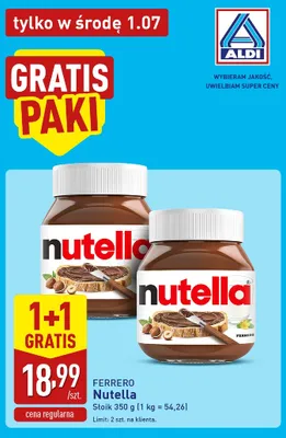 Krem do smarowania Nutella promocja w Aldi