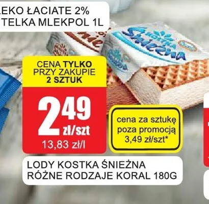 Lody kostka śnieżna Koral promocja w Bingo