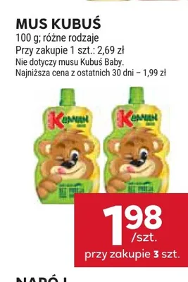 Mus Kubuś jabłko banan promocja w Stokrotka