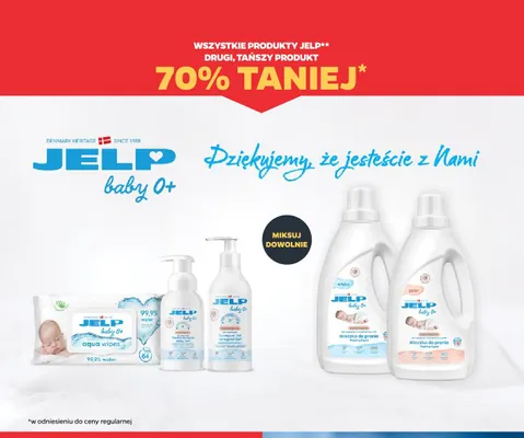 Chusteczki nawilżane Jelp Baby 0+ Aqua Wipes promocja w Netto