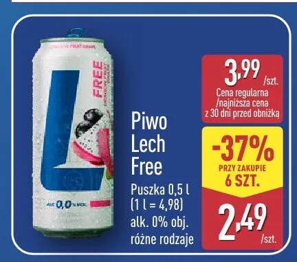 Piwo Lech Free bezalkoholowe promocja w Aldi