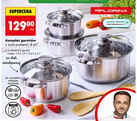 Komplet garnków z pokrywkami Florina promocja w Biedronka