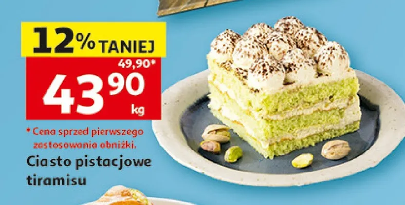 Ciasto pistacjowe tiramisu promocja w Auchan