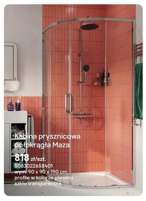 Kabina prysznicowa półokrągła Maza promocja w Castorama
