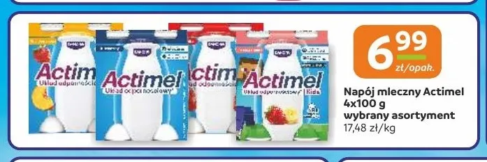 Napój mleczny Actimel 4-pak promocja w Gama