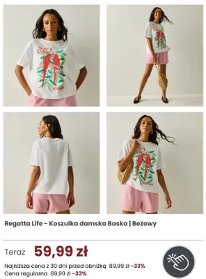 Koszulka damska Regatta Life Baska beżowy promocja w Regatta