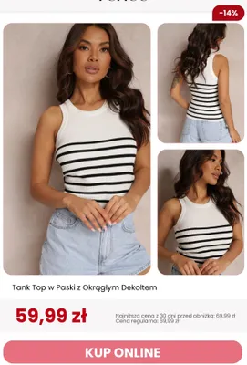 Tank top w paski z okrągłym dekoltem Renee promocja w Renee