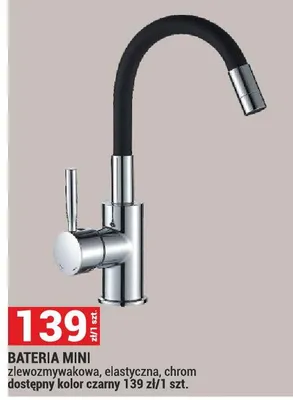 Bateria zlewozmywakowa, elastyczna, chrom dostępny kolor czarny 139 zł/1 szt. promocja w Merkury Market