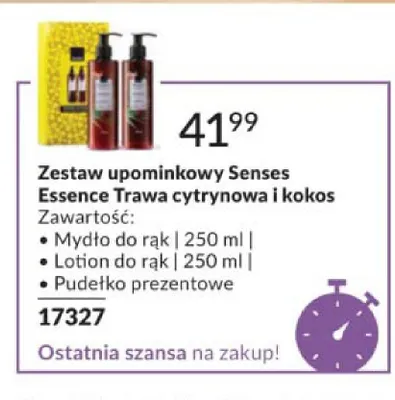 Zestaw upominkowy Avon Senses Essence Trawa cytrynowa i kokos promocja w AVON
