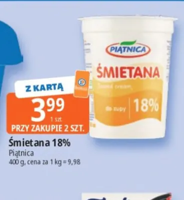 Śmietana Piątnica 18% promocja w Leclerc
