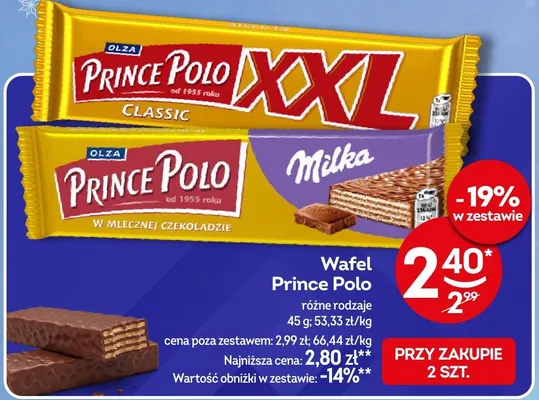 Wafel Prince Polo różne rodzaje promocja w Żabka