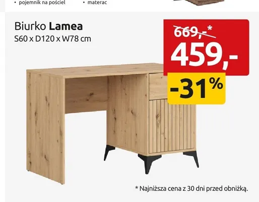 Biurko Lamea S60 x D120 x W78cm promocja w Black Red White