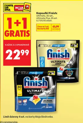 Kapsułki do zmywarki Ultimate 30 szt. 1+1 GRATIS promocja w Biedronka