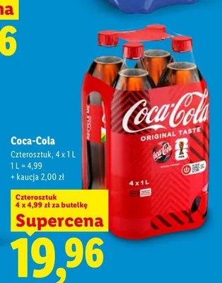 Napój gazowany Coca-Cola 4-pak promocja w Lidl