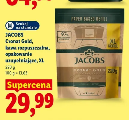 Kawa rozpuszczalna Jacobs Cronat Gold opakowanie uzupełniające XL promocja w Lidl