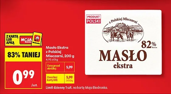 Masło Ekstra Z Polskiej Mleczarni, 200 g promocja w Biedronka