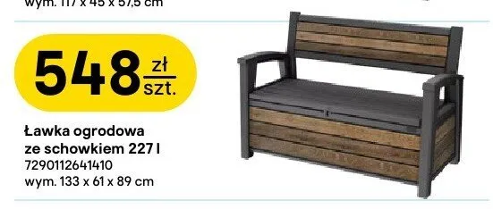 Ławka ogrodowa ze schowkiem 227 l Keter promocja w Castorama