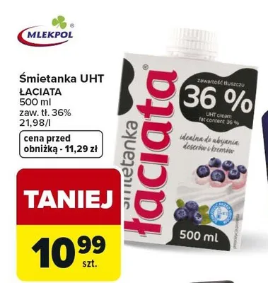 Śmietanka UHT łaciata promocja w Carrefour Market