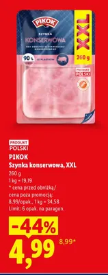 Szynka konserwowa XXL Pikok promocja w Lidl