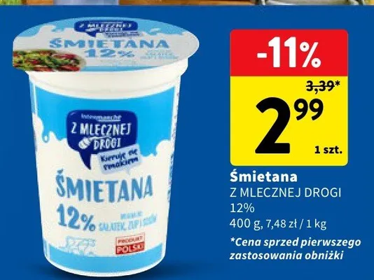 Śmietana Z Mlecznej Drogi 12% promocja w Intermarche