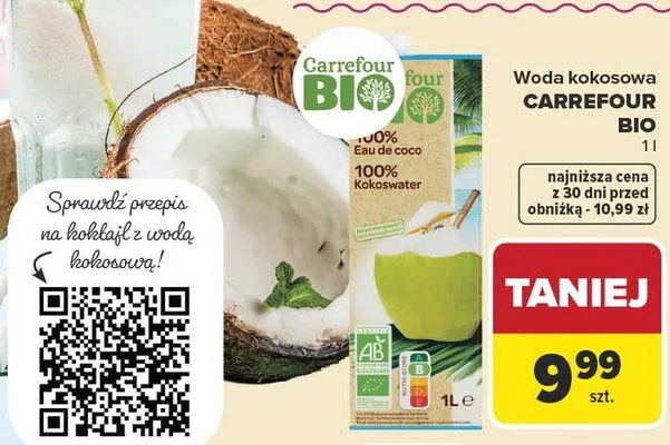 Woda kokosowa Carrefour Bio promocja w Carrefour
