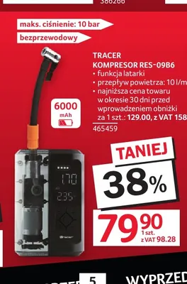 Kompresor bezprzewodowy Tracer RES-09B6 promocja w Selgros