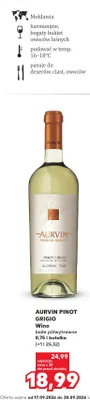Wino białe Aurvin Pinot Grigio półwytrawne promocja w Kaufland