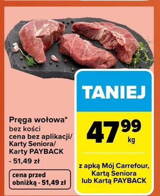 Rostbeef wołowy bez kości promocja w Carrefour Market