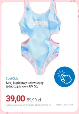 Strój kąpielowy dziewczęcy jednoczęściowy Cool Club UV 50 promocja w Smyk