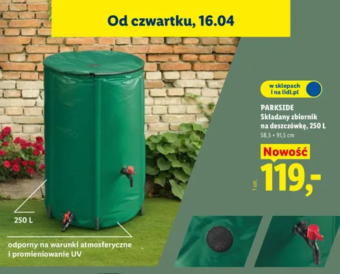 Składany zbiornik na deszczówkę, 250 l promocja w Lidl