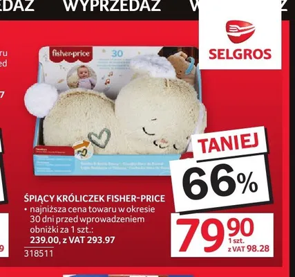 Śpiący króliczek Fisher-Price promocja w Selgros
