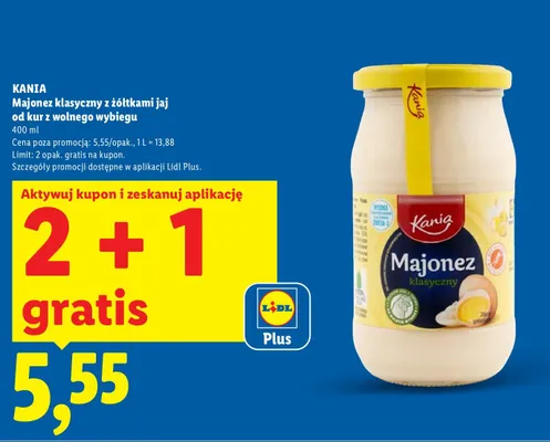 Majonez klasyczny z żółtkami jaj od kur z wolnego wybiegu promocja w Lidl