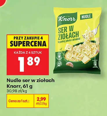 Nudle ser w ziołach Knorr promocja w Biedronka