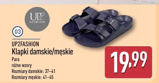 Klapki damskie UP2FASHION promocja w Aldi