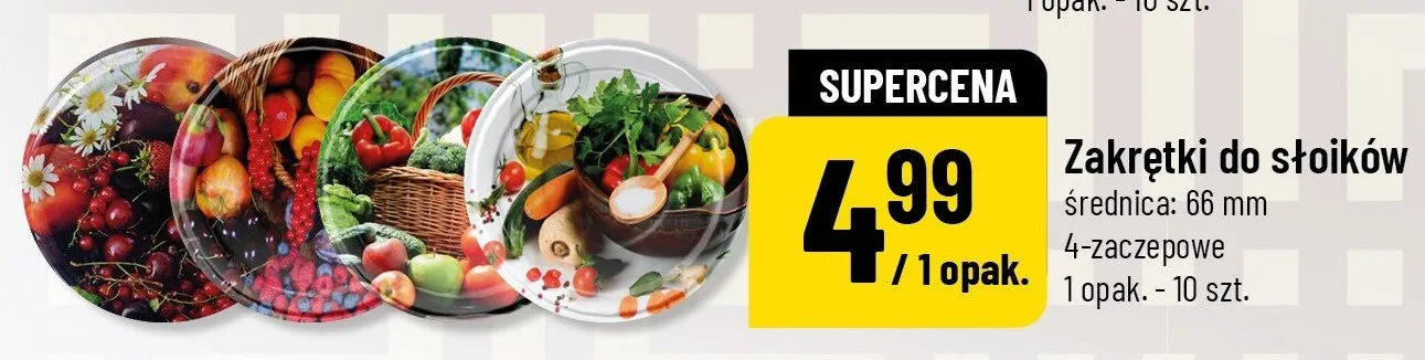 Zakrętki do słoików średnica: 66mm 4-zaczepowe promocja w POLOmarket
