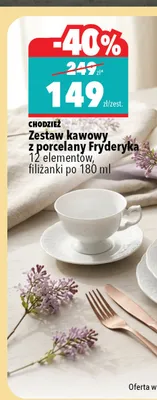 Zestaw kawowy z porcelany Fryderyka CHODZIEŻ 12 elementów filiżanki po 180ml promocja w Biedronka Home