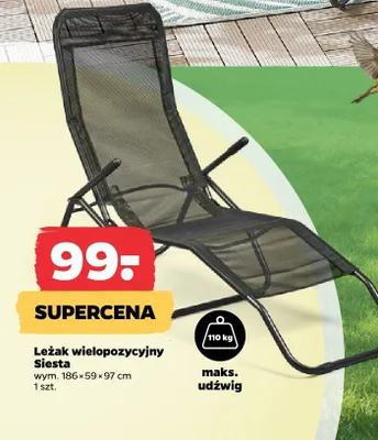 Leżak wielopozycyjny Siesta 186x59x97cm promocja w Netto