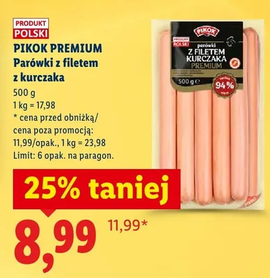 Parówki z filetem z kurczaka promocja w Lidl
