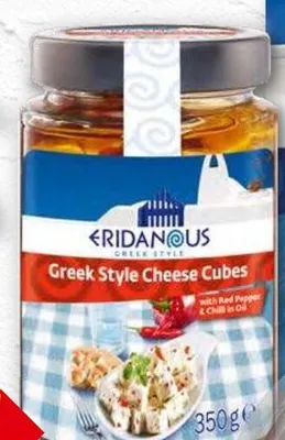 Ser w kostkach z czerwoną papryką i chili w oleju Greek Style Cheese Cubes Eridanous promocja w Lidl