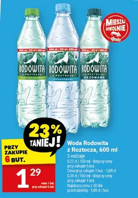 Woda Rodowita z Roztocza, 600 ml promocja w Twój Market