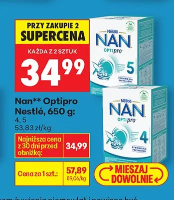 Mleko modyfikowane Nan Optipro Nestle 650g promocja w Biedronka
