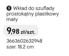 Wkład do szuflady prostokątny plastikowy mały szer. 18,2cm promocja w Castorama