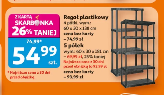 Regał plastikowy 4 półki promocja w Auchan